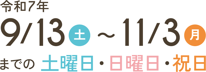令和6年9月14日~11月4日までの土曜日・日曜日・祝日